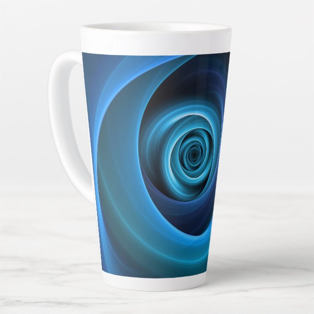 Tasse Latte Couleurs bleu spirale 3D Art Abstrait fractal mode (Angle gauche)