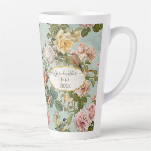 Tasse Latte Country Chic Floral Blush Aqua Grand-mère Motif