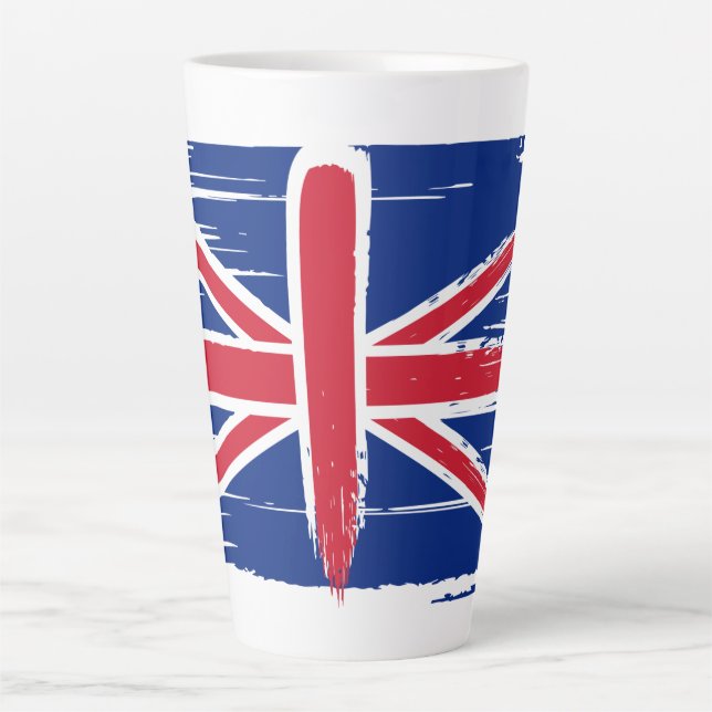 Tasse Latte Coup de pinceau Drapeau Union Jack Royaume-Uni (Devant)