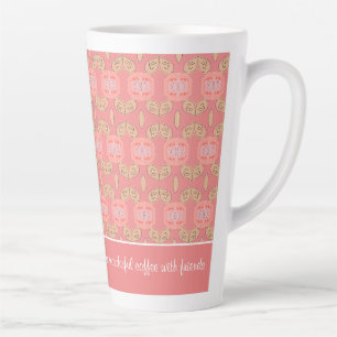 Tasse Latte Coupe Accentée de corail et blanc
