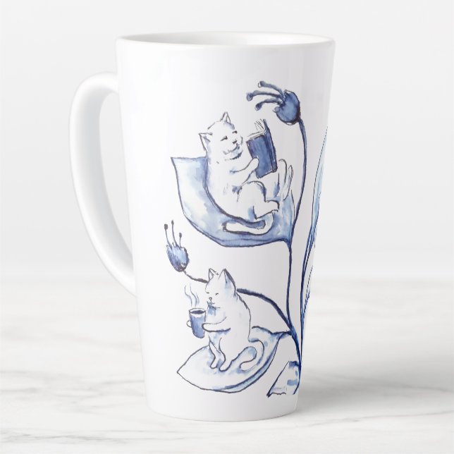 Tasse Latte Coupe Cat de contenu (Angle gauche)