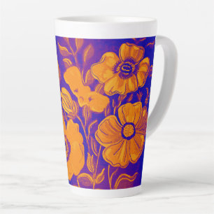 Tasse Latte Coupe Florale Orange & Purple