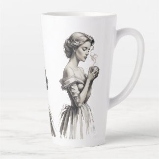 Tasse Latte Coupe Lady de l'élégance vintage - Sketch romantiq