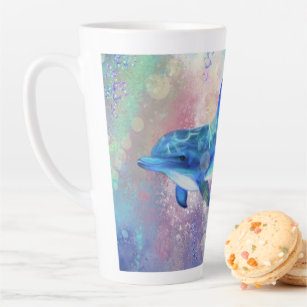 Tasse Latte Couple dauphin - Ajouter votre image / texte