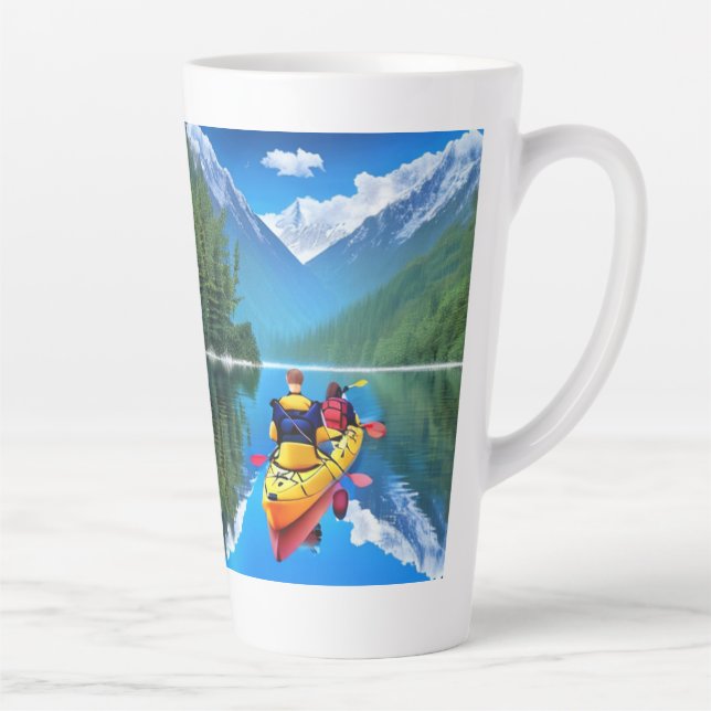 Tasse Latte Couple en kayak | Thème kayak (Droite)