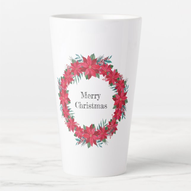 Tasse Latte Courbe rouge Poinsettia (Devant)
