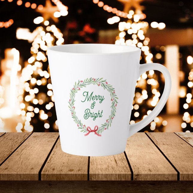 Tasse Latte Couronne de fêtes Joyeuse et Lumineuse (In Situ Christmas)