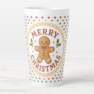 Tasse Latte Couronne de Noël avec bonhomme en pain d'épice