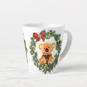 Tasse Latte Couronne de Noël Ours Maison de vacances