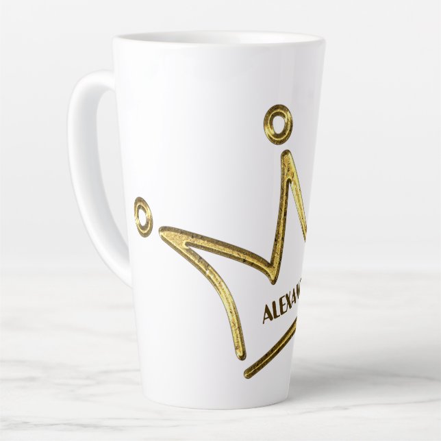 Tasse Latte Couronne dorée drôle - luxe royal 1 (Angle gauche)