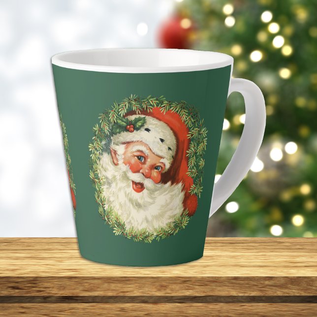 Tasse Latte Couronne rétro du Père Noël (Créateur téléchargé)