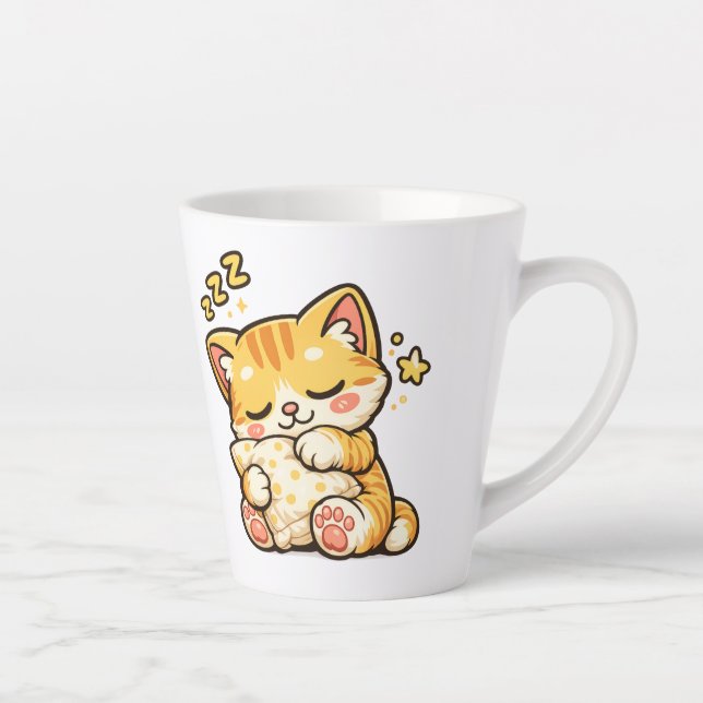 Tasse Latte Coussin de chat endormi mignon (Droite)