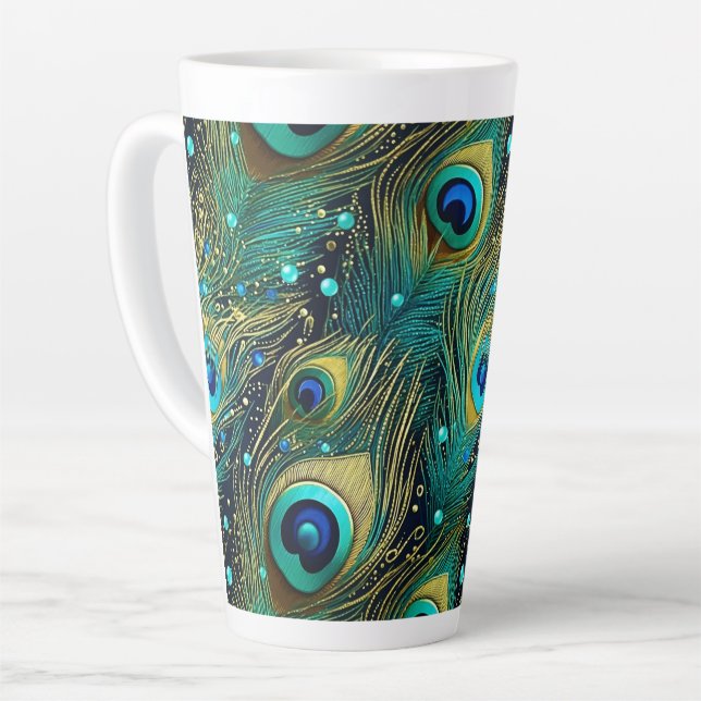 Tasse Latte Coussin de jet Peacock Passion (Angle gauche)