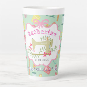 Tasse Latte Couturière machine à coudre 50e anniversaire sarce