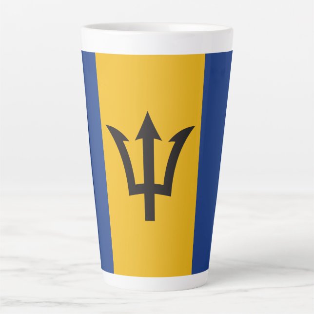 Tasse Latte Couverture totale du drapeau Bajan barbare  (Devant)