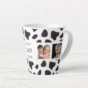 Tasse Latte Cowboy vache motif noir blanc père photo