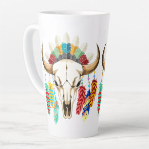 Tasse Latte Crâne de buffle emblème amérindien