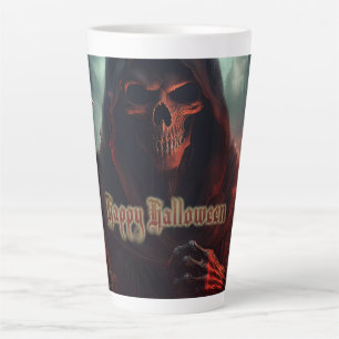 Tasse Latte Crâne de Faucheuse Halloween Art Spooky