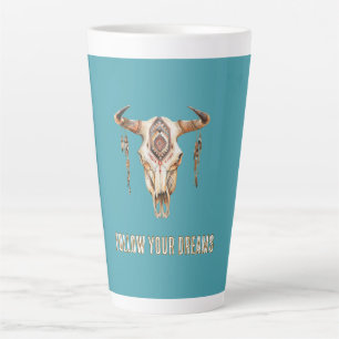 Tasse Latte Crâne de la corne des taureaux de la tribu autocht