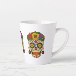 Tasse Latte Crâne de sucre hippie