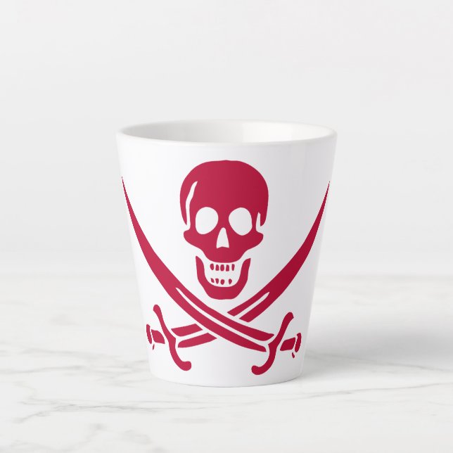 Tasse Latte Crâne et épées de Crimson Drapeau pirate de Calico (Devant)