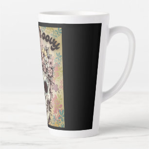 Tasse Latte Crâne floral "Restez Super" Retro Personnalisable 