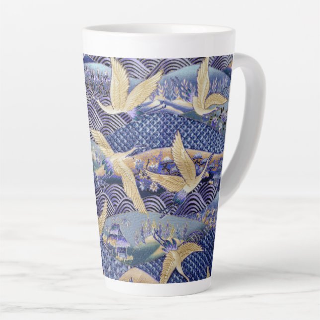 Tasse Latte Crane japonaise personnalisée (Angle droit)