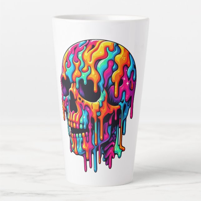 Tasse Latte Crâne psychédélique dynamique (Devant)