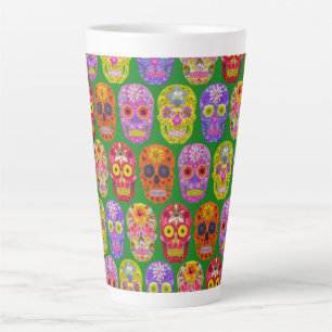 Tasse Latte Crânes de fleurs Motif sans soudure 2018