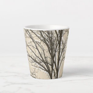 Tasse Latte Cream Beige Brown White Tree Branches