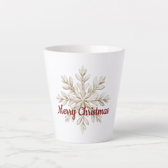 Tasse Latte Cream Snowflake Red Merry Christmas (Devant)