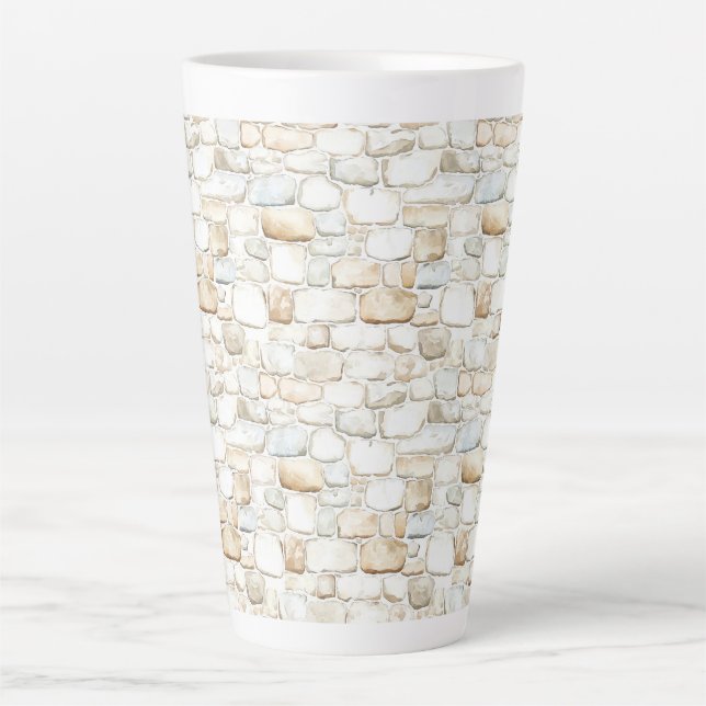 Tasse Latte Cream White Grey Faux Stones   (Devant)