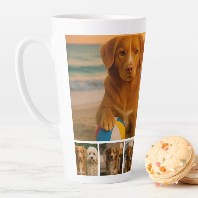 Tasse Latte Create your own 7 photo collage personalized (En situation)