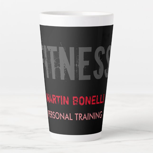 Tasse Latte Créative Retro Black Grey Dynamic Personal Trainer (Devant)