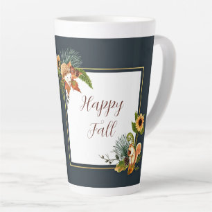 Tasse Latte Créatures et nature d'automne avec texte personnal