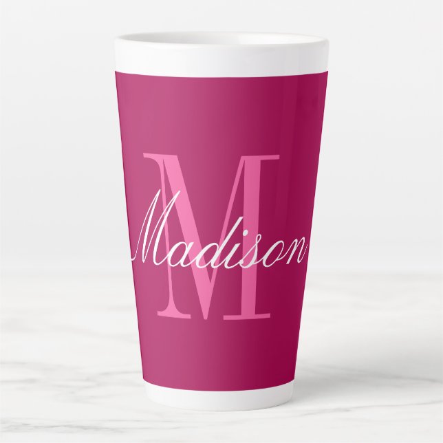 Tasse Latte Créer votre propre monogramme Nom initial (Devant)
