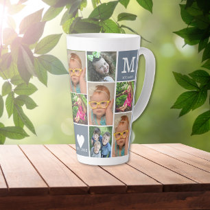 Tasse Latte Créez votre propre 12 photo Collage Famille Monog