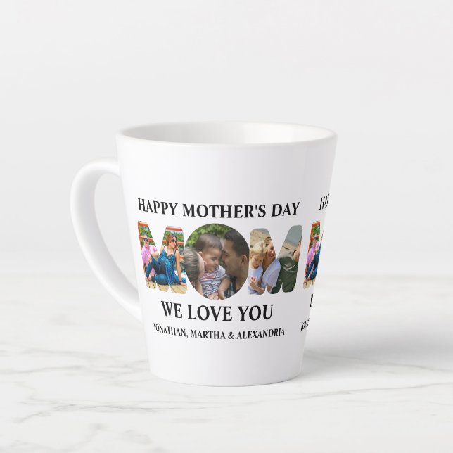 Tasse Latte Créez votre propre collage photo 3 Happy Mothers d (Angle gauche)