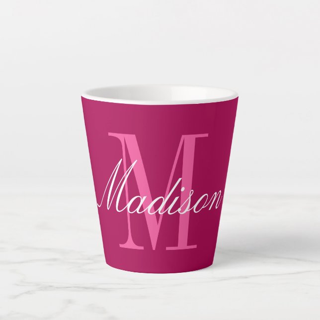 Tasse Latte Créez votre propre nom initial de monogramme (Devant)