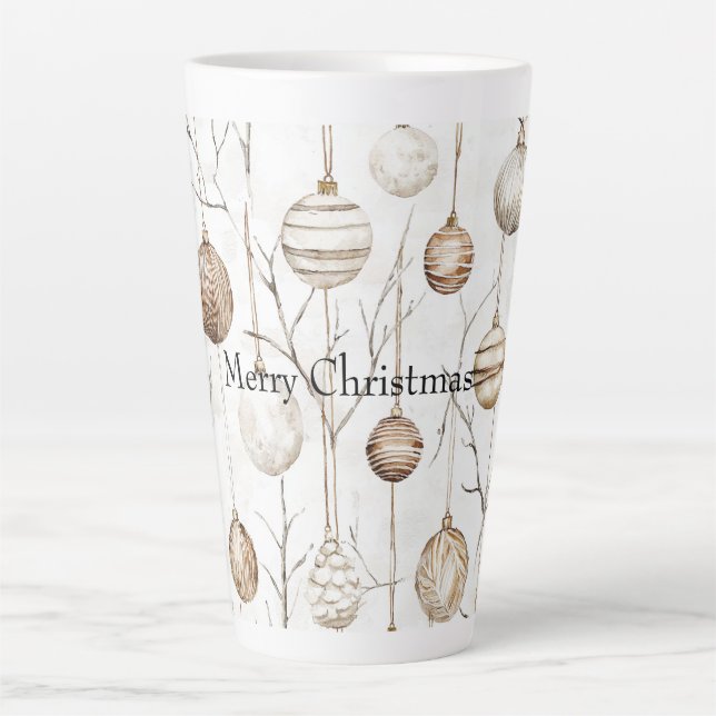 Tasse Latte Crème biologique Tan ornements de Noël (Devant)