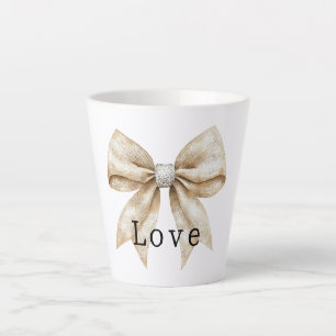 Tasse Latte Crème chic blanc argent glam Bow Love