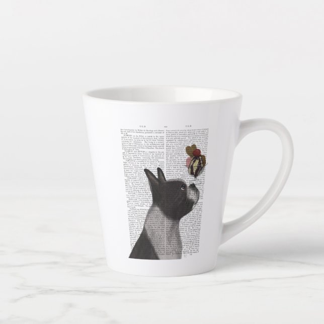 Tasse Latte Crème glacée Boston Terrier (Droite)