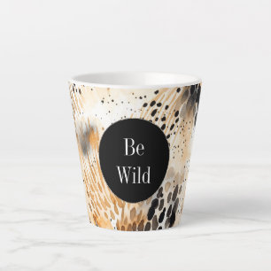 Tasse Latte Crème noire sauvage léopard animal