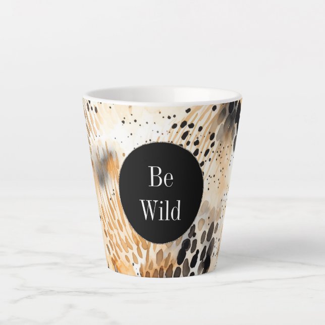 Tasse Latte Crème noire sauvage léopard animal (Devant)
