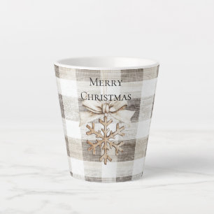 Tasse Latte Crème Plaid Stripes Christmas Snowflake