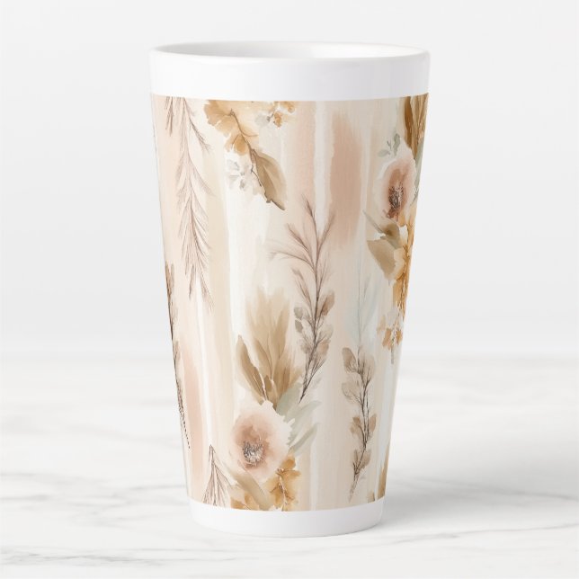 Tasse Latte Crème Rustique Floral Boho (Devant)