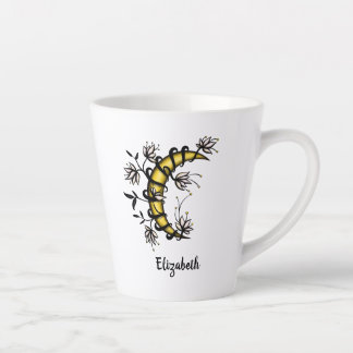 Tasse Latte Crescent Moon Enveloppé Dans Des Fleurs Nom De Sty