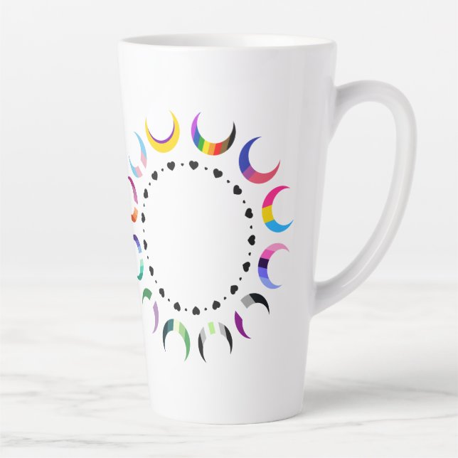 Tasse Latte Crescent Pride Lunes et Coeurs Noirs (Droite)