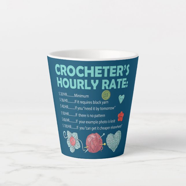 Tasse Latte Crochet Crochet à tarif horaire du Crochet (Devant)