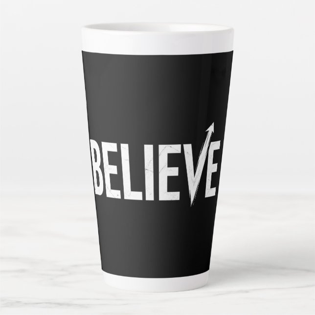 Tasse Latte CROIRE Typographie Gras Design Motivationnel (Devant)